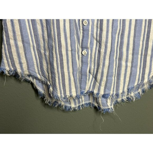 Cloth & Stone Anthropologie Women's XS Chambray Striped Button Shirt Linen Blend - Picture 8 of 13